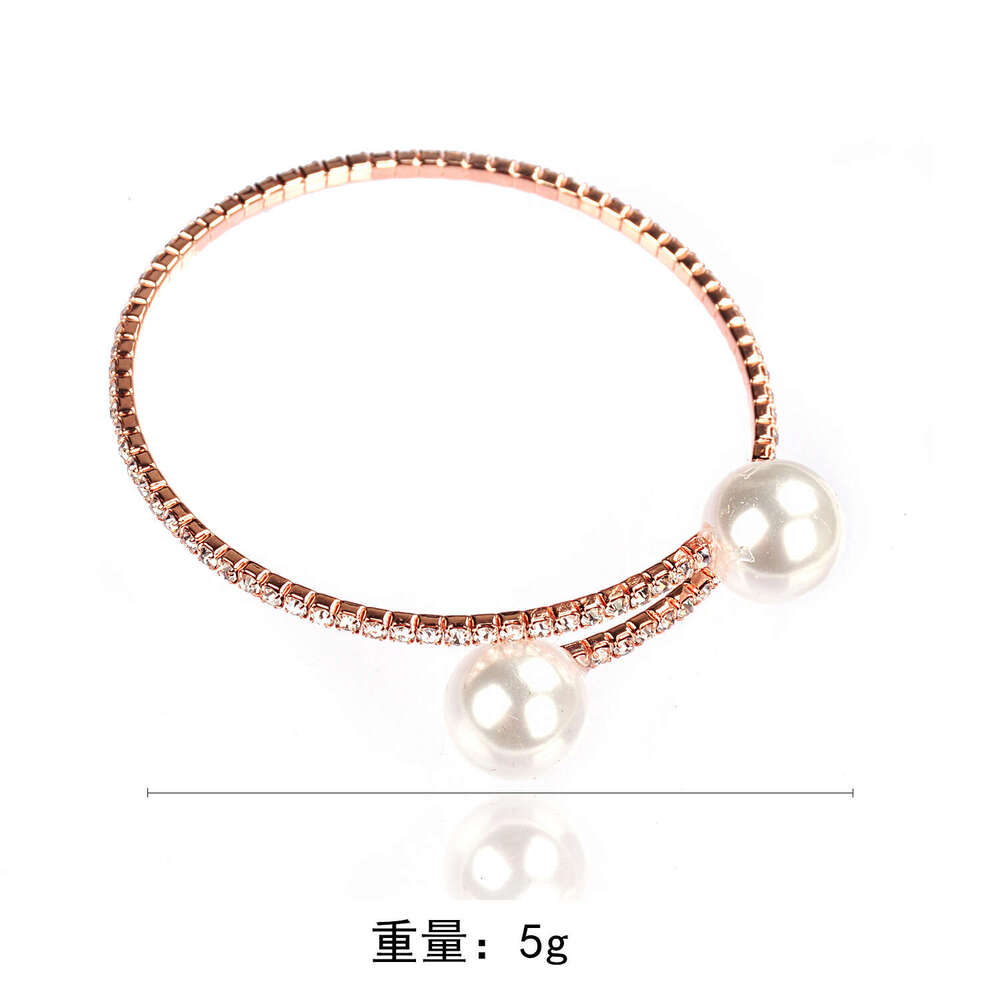 Trendy Student Jewelry Women's Daily Wear Pearl Bracelet Personalized Open Bangle