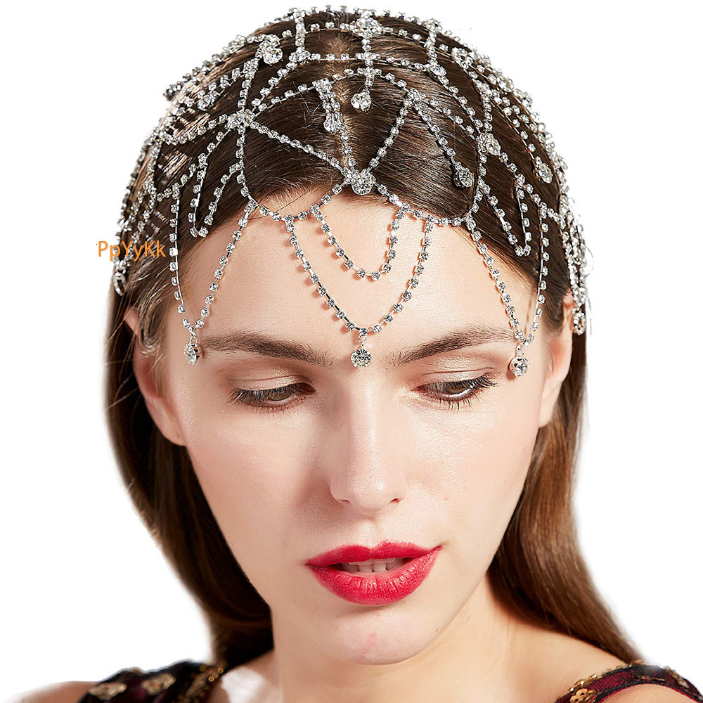 Hip Hop Trending Bride Wedding Hair Accessory Stylish Unique Multi layer VVS Moissanite Studded Luxury Headband Hat Chain Headdress