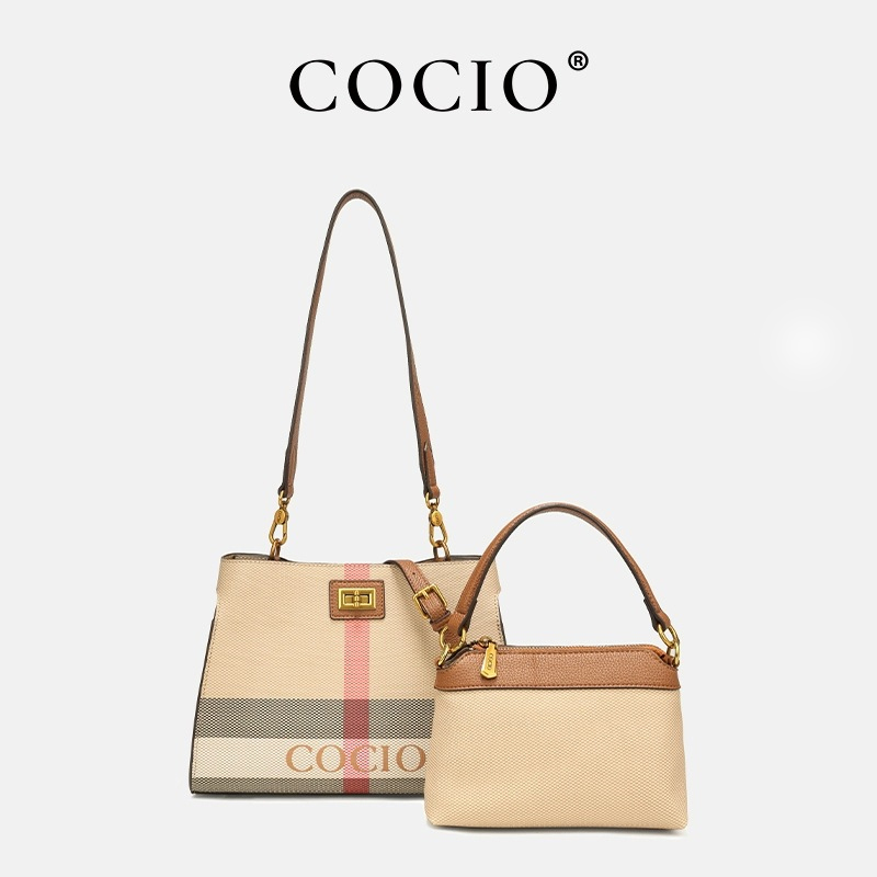 COCIO designer Shoulder Bags New plaid handbag simple and versatile womens bag large capacity fashionable casual diagonal cross bag