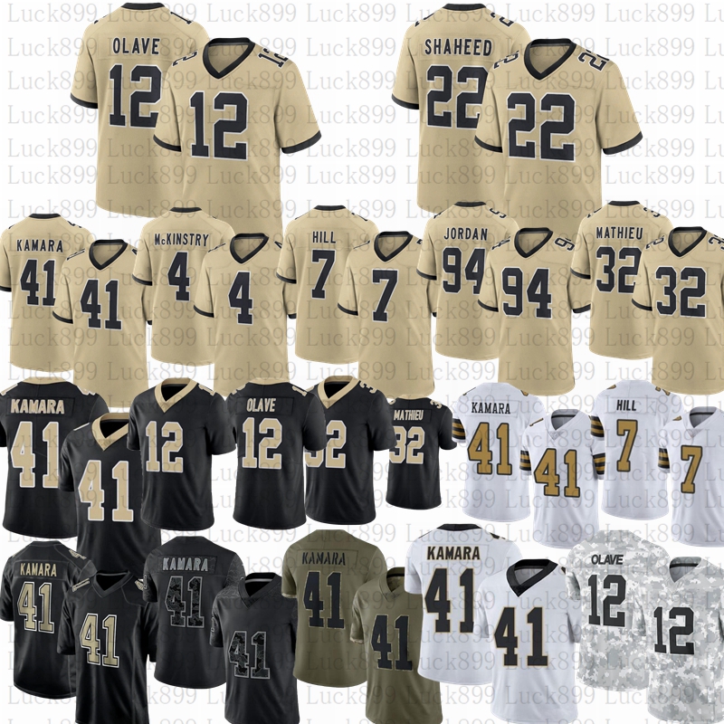 2025 New Tyler Shough McKinstry Football Jerseys Chris Olave Drew Brees Spencer Rattler Tyrann Mathieu Alvin Kamara Thomas Taysom Hill Fuaga Shaheed Gleason