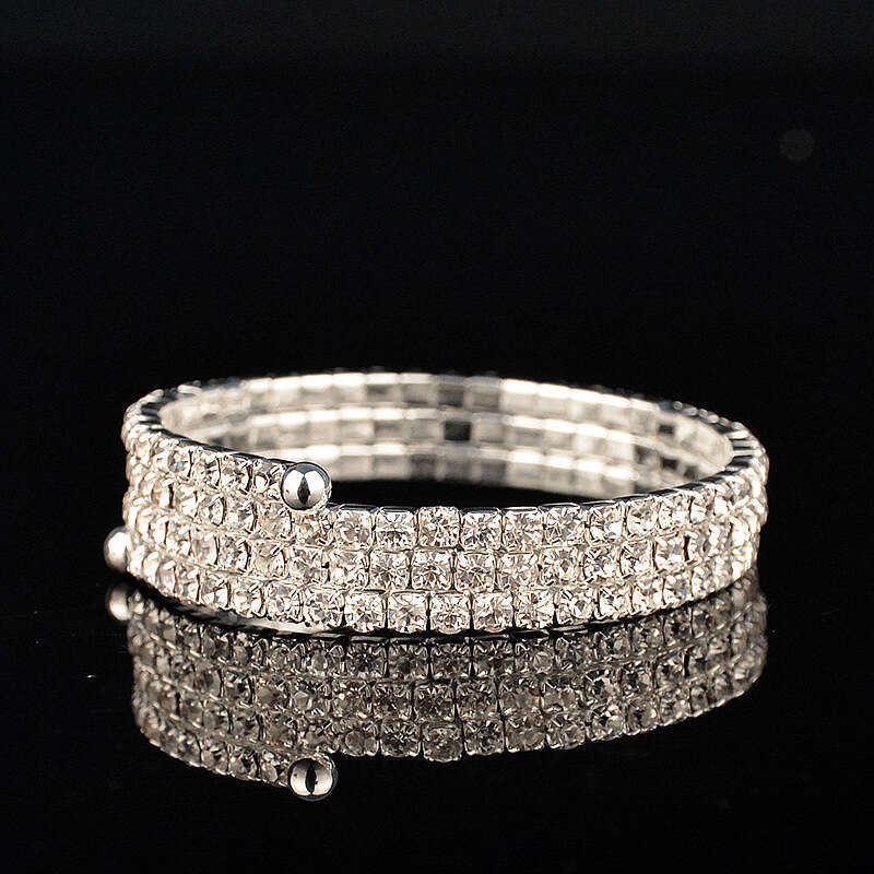 Trendy Student Inlaid Dia Bracelet Women's Halloween Fashion Open Bangle Bridal Jewelry