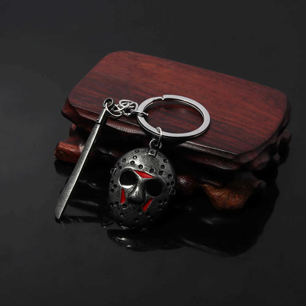 Horror Movie Keychain Jason Hockey Mask Kinfe Metal Keyring For Children Halloween Jewelry Gift M250723