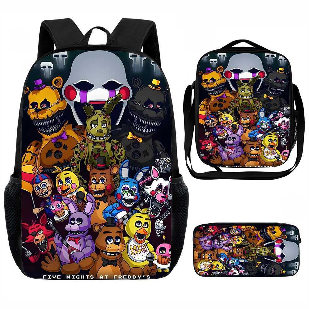 Game F-five N-nights at F-freddys Child School Backpack with Lunch Bags Pencil Bags School Bags for Boys Girls Best Gift S250723