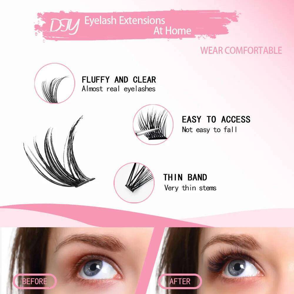3D 190 PCS Cluster Lashes Kit Bond Seal, Makeup Tools,DIY Lash Extension Set with Glue Accessories and Eyelash Curler X250723