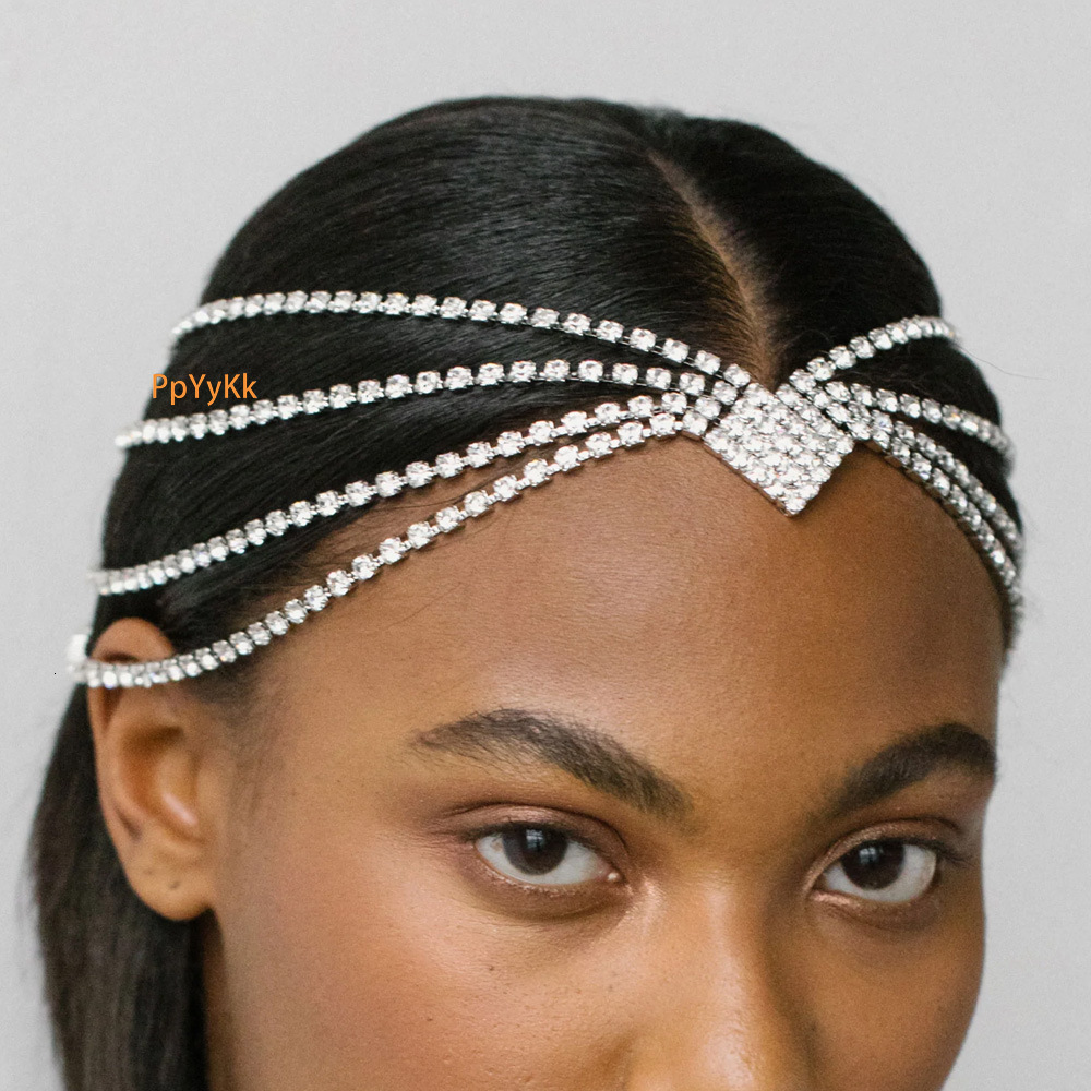 Hip Hop Bohemian Headpiece Third Eye Chain Hair Accessory Multi layer Ins VVS Moissanite Studded Bridal Forehead Chain Hair Chain