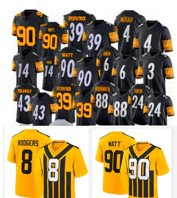 Steeler Aaron Rodgers DK Metcalf Will Howard Kaleb Johnson T.J. Watt Pat Freiermuth Troy Polamalu Najee Harris Jaylen Warren Patrick Queen 1933 Football Jersey