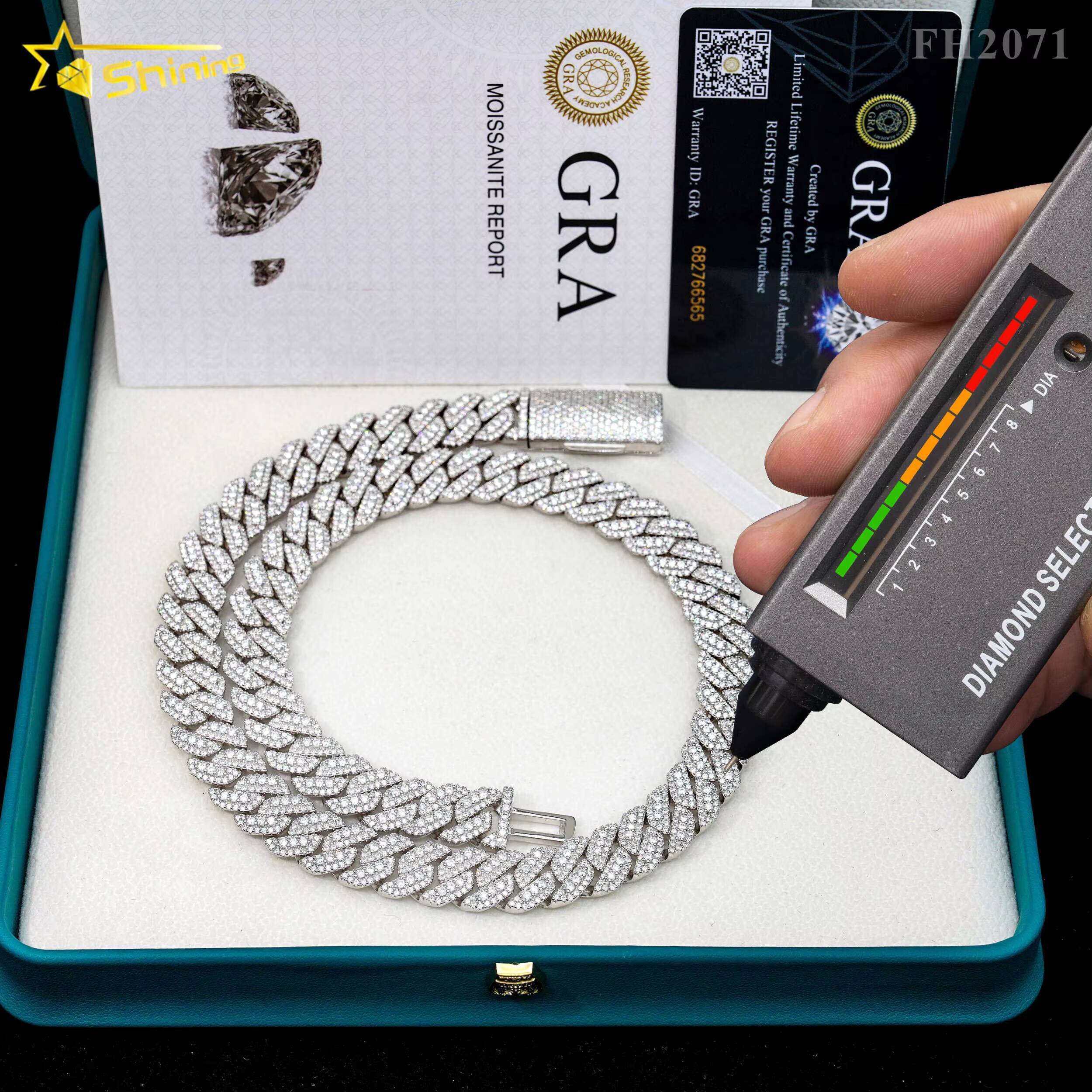Factory Directly Sales Good Price Hip Hop Jewelry Cuban Link 13mm Iced Out Cuban Link Chain Bracelet Vvs Moissanite