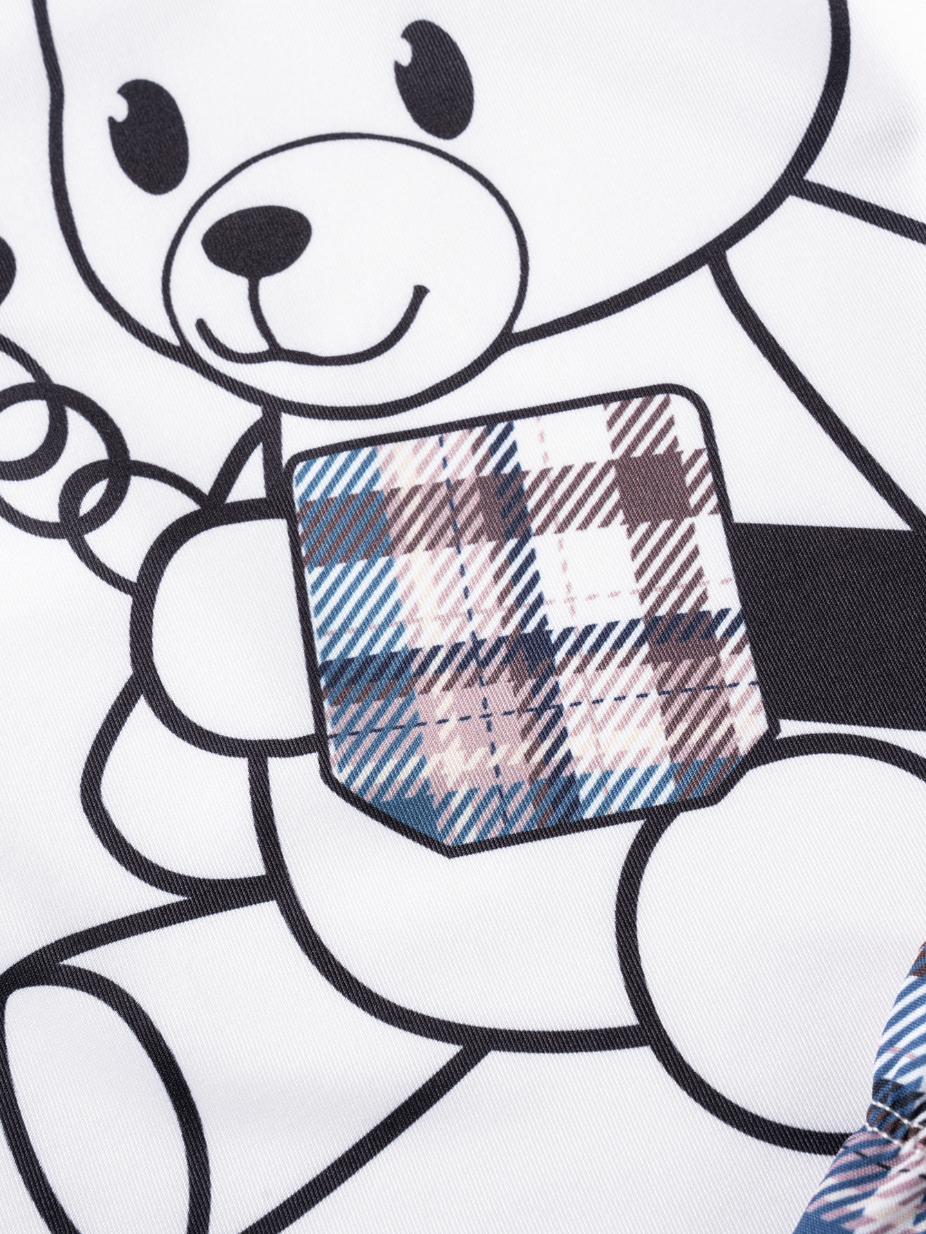 Children's set cute little bear faux two-piece backpack solid color short-sleeved top plaid shorts skin-friendly comfortable and soft pure cotton