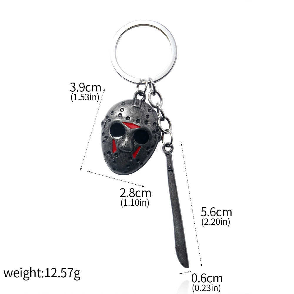 Horror Movie Keychain Jason Hockey Mask Kinfe Metal Keyring For Children Halloween Jewelry Gift M250723