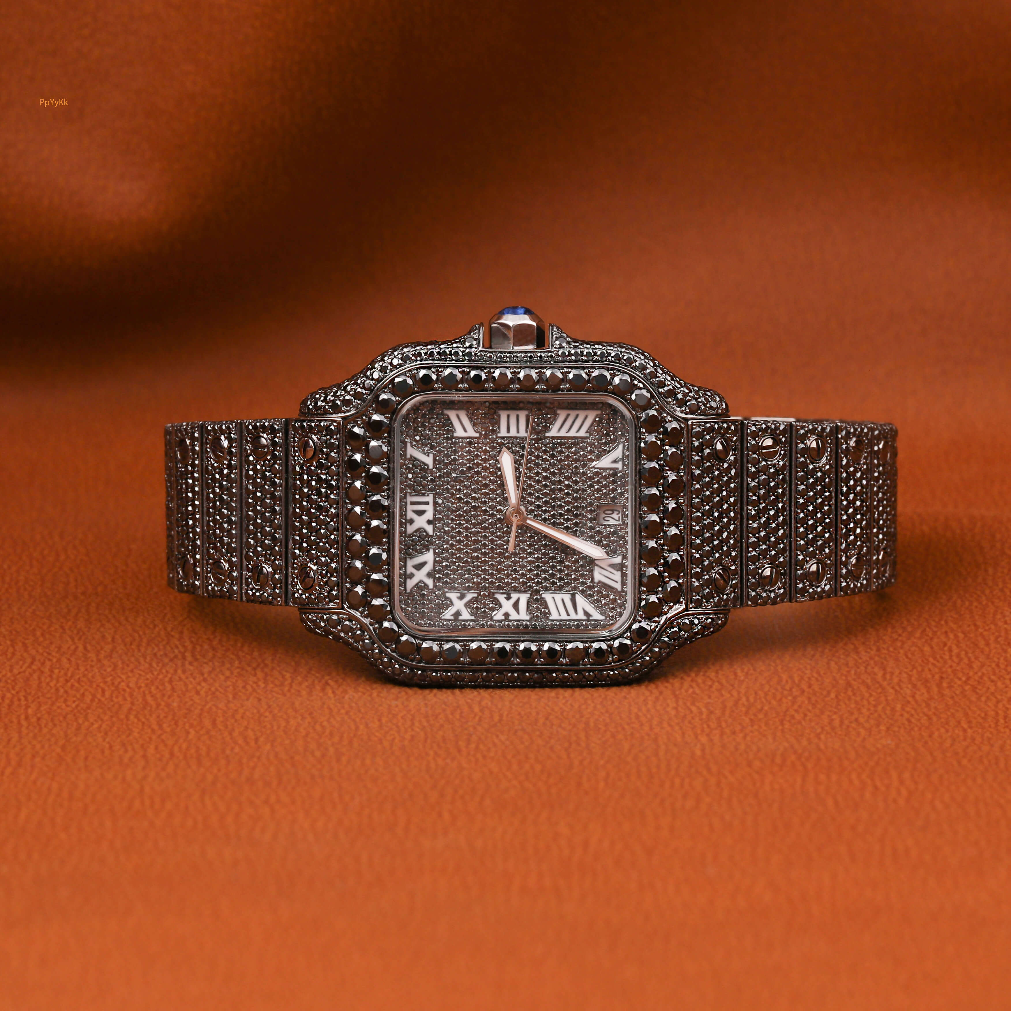 Luxury All Black Iced out Moissanite Watch Square Diamond Inlaid Gold Automatic Men's Bling Bling Hip Hop Watch GRA Certified