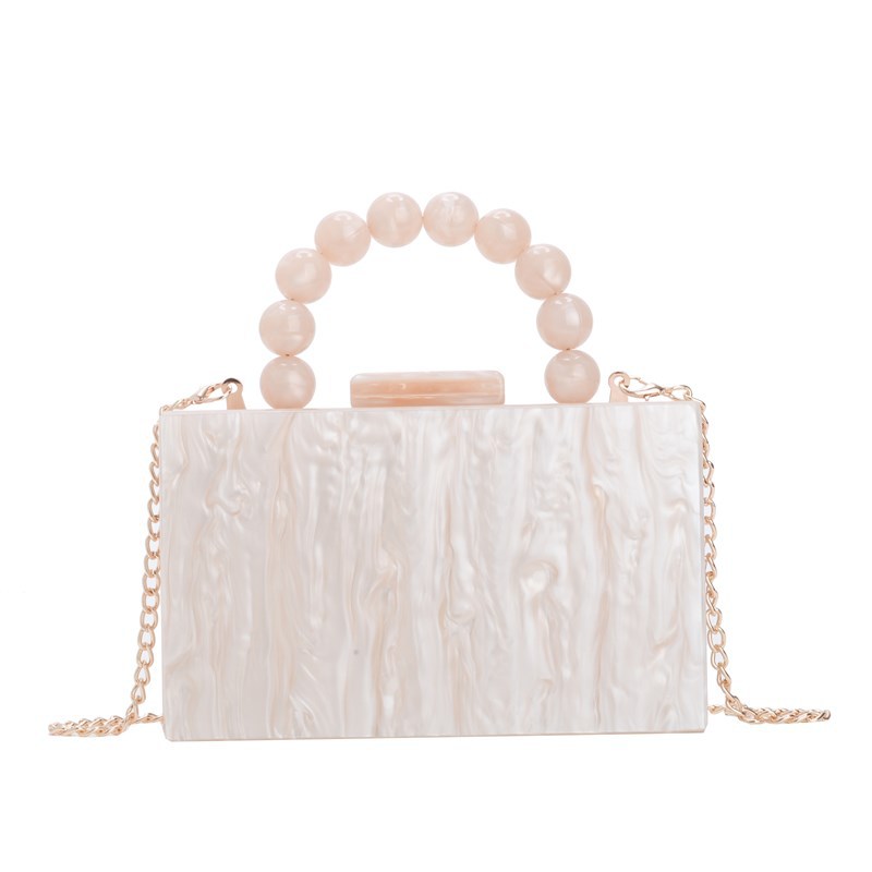 Elegant Acrylic Beaded Handbag with Adjustable Chains for Evenings