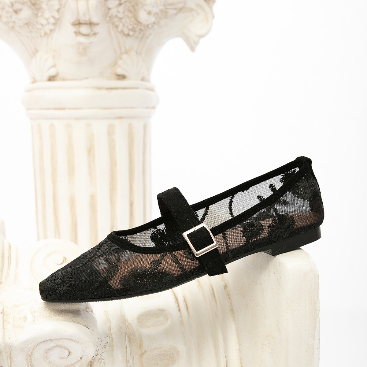 women's flat single shoes New sexy solid color net sand elegant and versatile