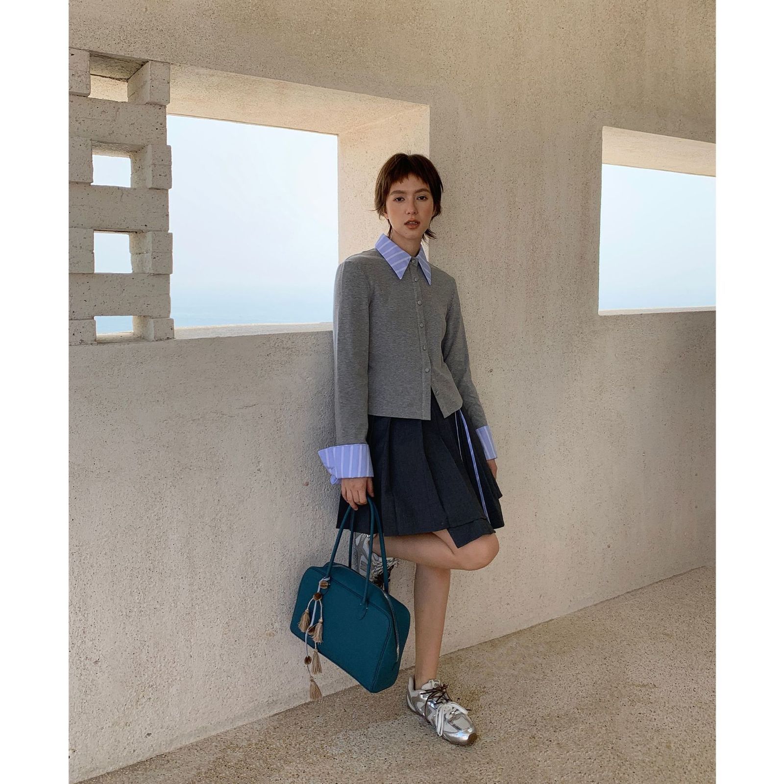 plaid long sleeve T Shirt A120636 Colur Clothing Spring Summer polo Collar T-shirt Streetwear Embroidery Letter 240814