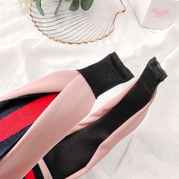 Stripe Ribbons Knotted Hairbands British Style Hair Clips Wide Edge Wide Ladies' Outdoor Crossover Headband Hair Accessories