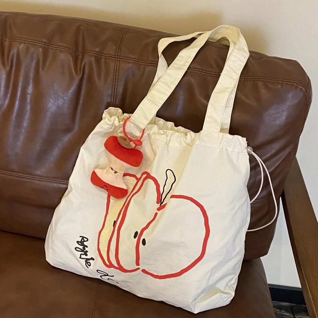 Summer New Women's Crossbody Bag Cute women's Apple Canvas Bag Lazy Style Printed Large Capacity Shoulder Bag Casual New Women's Should