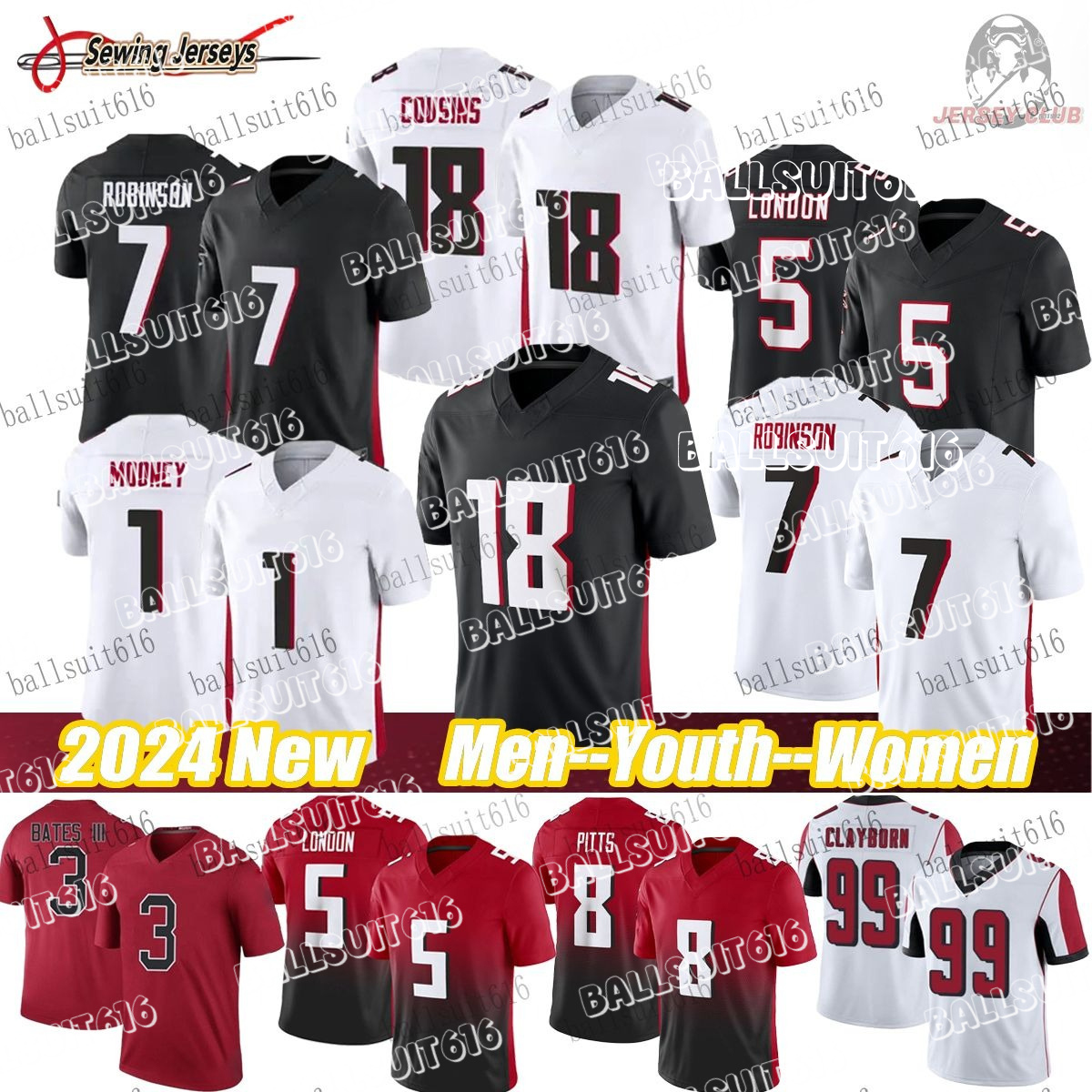 Atlantacity Falcon jersey Kirk Cousins Jersey Bijann Robinsonn Darnell Mooney Tyler Falcones Jersey Allgeier Ray-Ray McCloud III Kaden Elliss Football Jerseys