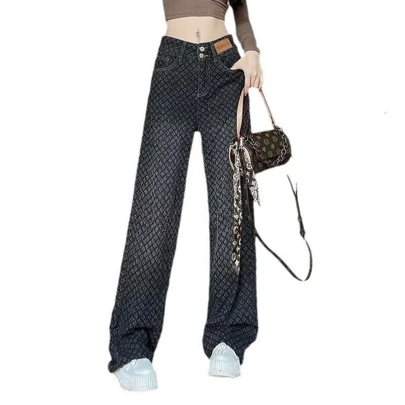 Spring Summer Fashion Office Lady Appear Thin Jeans Women Simplicity High Waist Wide Leg Trend All-match Temperament Straight 250723