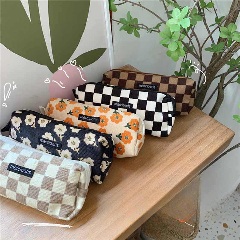 11271 Corduroy Artistic Pencil Case Ins Student Makeup Storage Organizer Bag