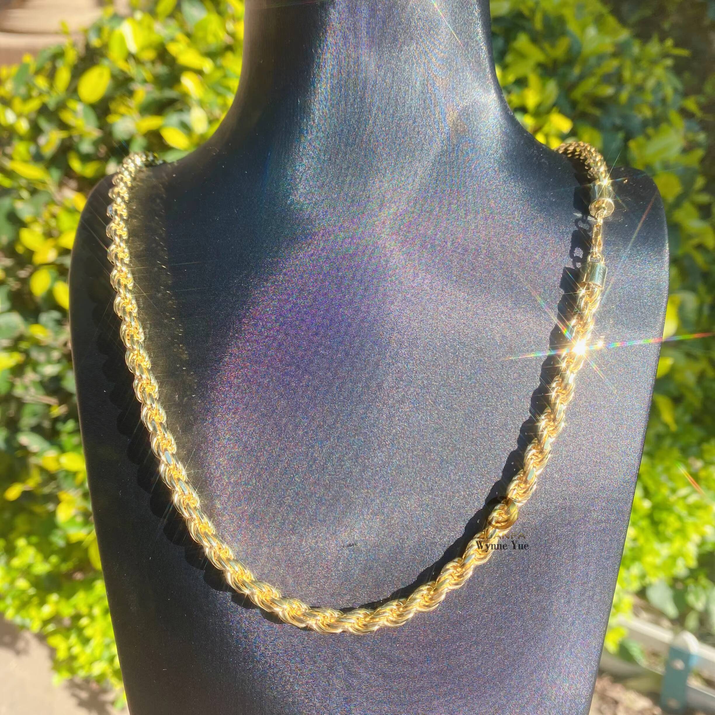 Custom 4mm/6mm 18K Real Gold Plated Solid 925 Sterling Silver Rope Chain Necklace