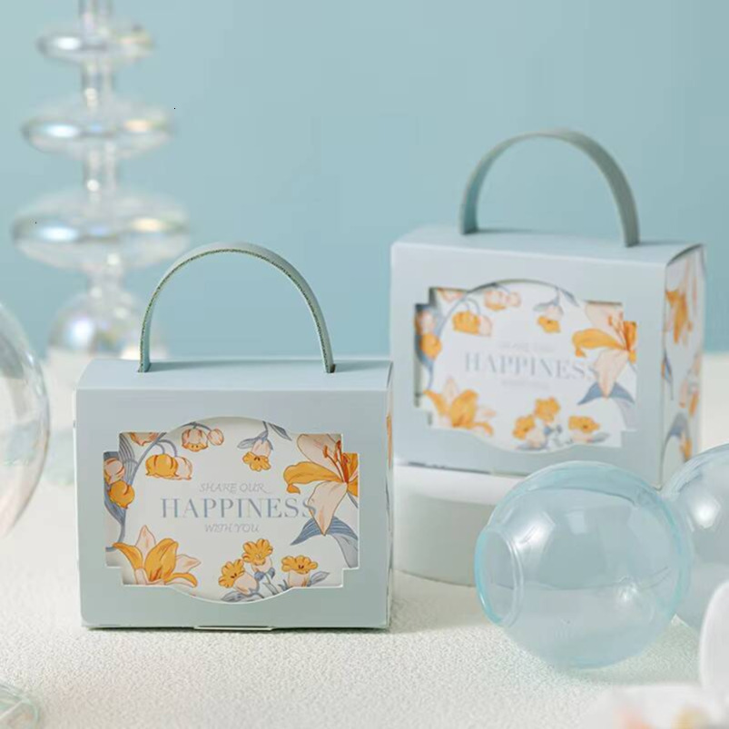 Multicolor Lily Flower Paper Gift Boxes with Leather Handles Window Design Weddings Parties Candy Packaging Foil Specifications