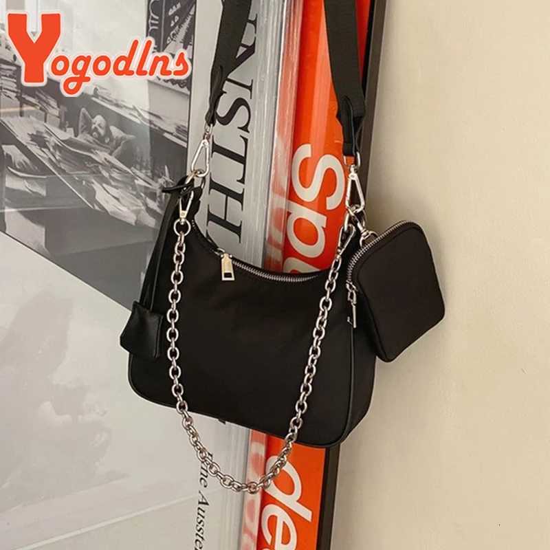 2023 New Nylon Three-in-One Bag Combination Shoulder Crossbody Bag Underarm Bag Chain Small Satchel Womens Casual Nylon Cloth S R250722