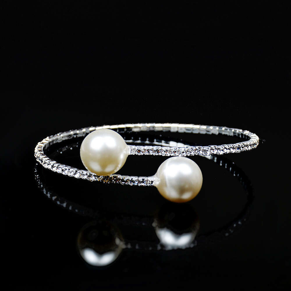 Trendy Student Jewelry Women's Daily Wear Pearl Bracelet Personalized Open Bangle