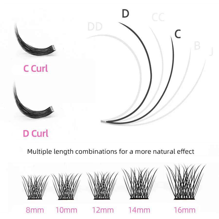 YUANZHIJIE Segmented False Extension C/D Curl DIY Natural Individual Lashes Makeup Tools Soft 0.07mm 8-16mm&Mix Eyelash X250723
