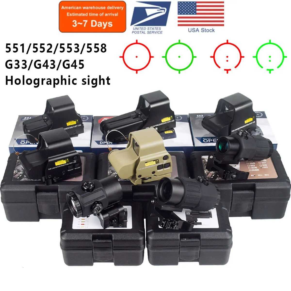 55 552 553 558 Red Dot Holographic Sight Eotech G33 G43 G45 Scope 3X 5X Magnifier Hunting Riflescope Unity Airsoft Gun W250723