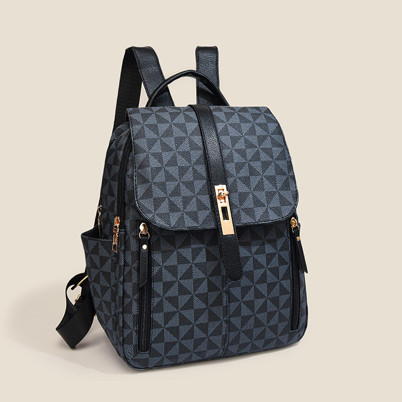 Female New Style Retro Leisure Presbyuse Large Capacity Schoolbag Backpack Print Fashion Trend Line Big Bag 2025S Hot