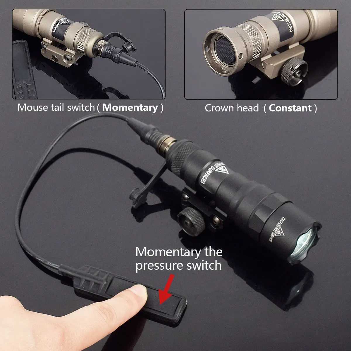 Tactical Surefire M300 M300B M300C Airsoft Weapon Flashlight Hunting Scout Torch Rifle AR15 Gun LED Light Button Remote Switch W250722