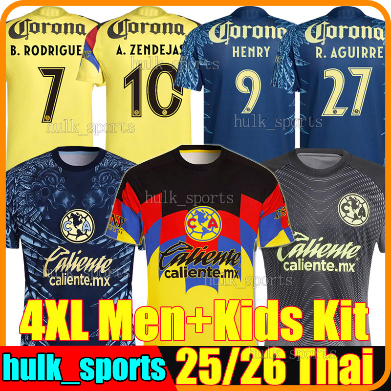 4XL 2025/26 Liga MX Club America Soccer Jerseys HENRY RODRIGUEZ AGUIRRE DAVILA VIOLANTE J. ZUNIGA FIDALGO GUTIERREZ DILROSUN R. COTA football shirts men kids kits sets