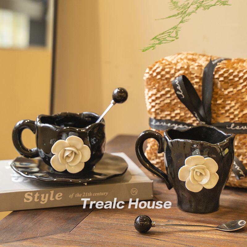 Designer Coffee Cup Camellia Bone China Luxury Mug Set Elegant Coffee Cups Pair Premium Ceramic Tea Cups Tea Coffee Mugs and Saucers Gift Sets Drinkwa