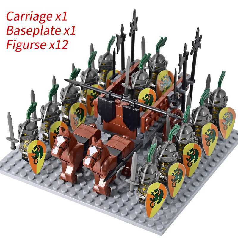 Medieval Knights Mini Action Figures Building Blocks Roman Chariot Carriage Soldier War Horse Bricks Toys for Children Gift W250723