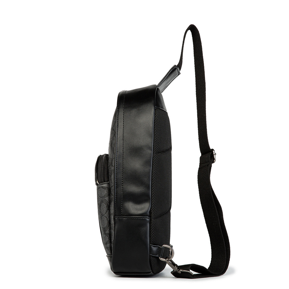 Men's bag autumn new style plaid shoulder chest bag color blue and white fashion lines