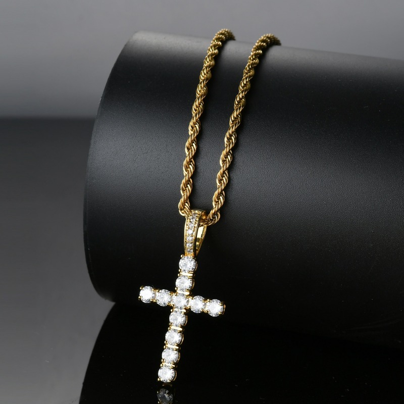 Unisex Versatile Zircon-Copper Cross Pendent - Trendy Accessory Neckwear