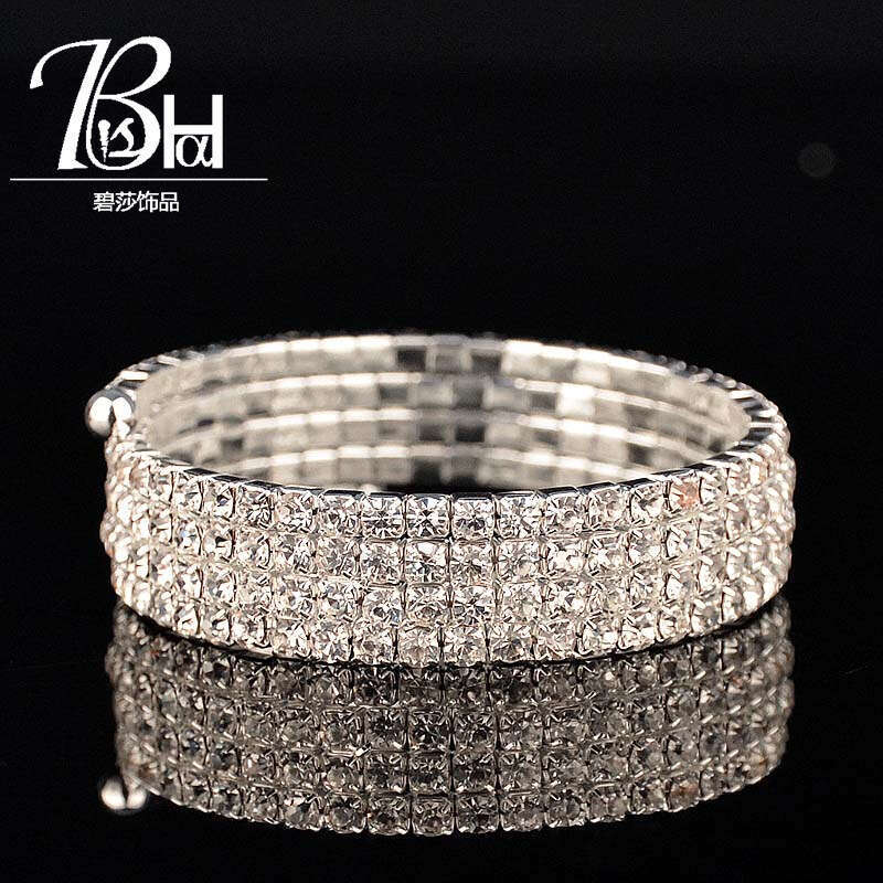 Trendy Student Inlaid Dia Bracelet Women's Halloween Fashion Open Bangle Bridal Jewelry