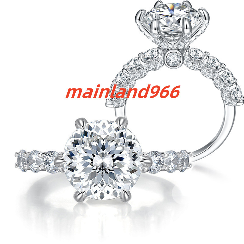 Ruizuan Hot Sale 5ct Wedding 925 Silver Promise Rings for Ladies Mossanite Diamond White Jewelry Accessories GRA CertificateGift