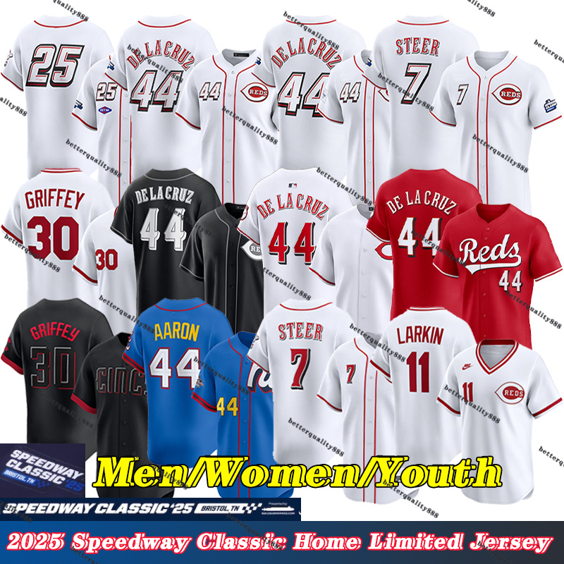 44 Reds Elly De La Cruz Baseball Jerseys Speedway Classic Home Limited Jersey Tyler Stephenson Hunter Greene Spencer Steer CincinnatiJerseys