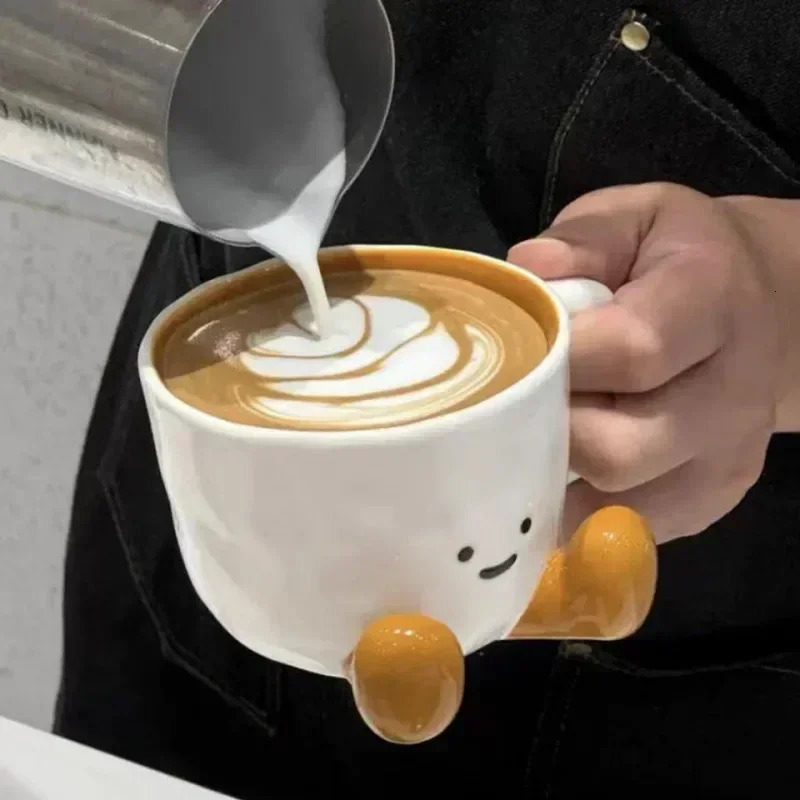 Cartoon Couple Ceramic Mug Creative Coffee Milk Tea Water Cup Cute Children Breakfast Household Drinkware 250723