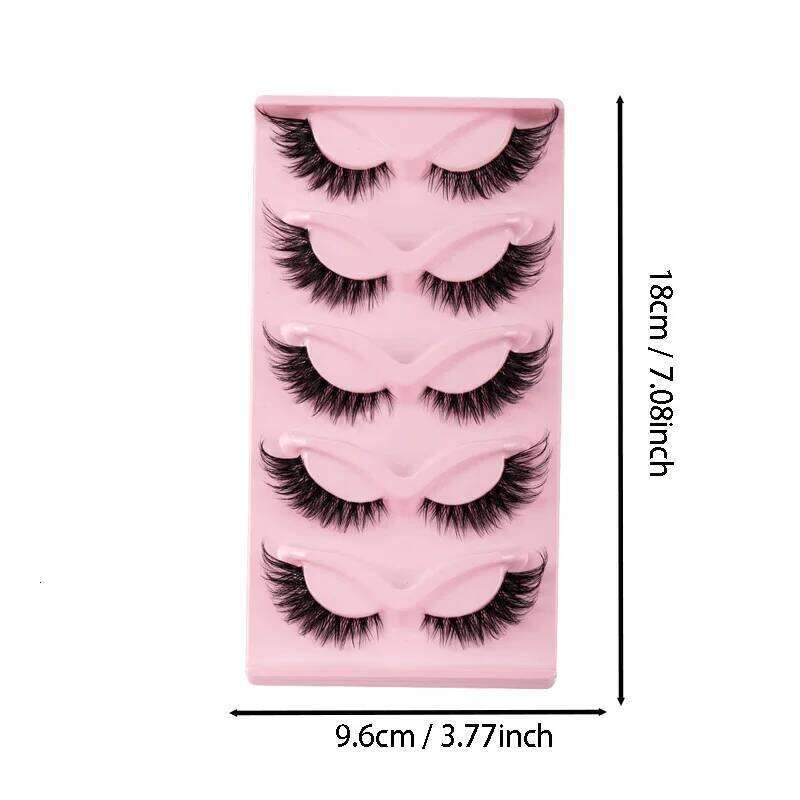 5 Pairs Cat Faux Mink Natural long Manga Winged End Eye Elongated Eyelashes Fake Lashes Makeup X250723