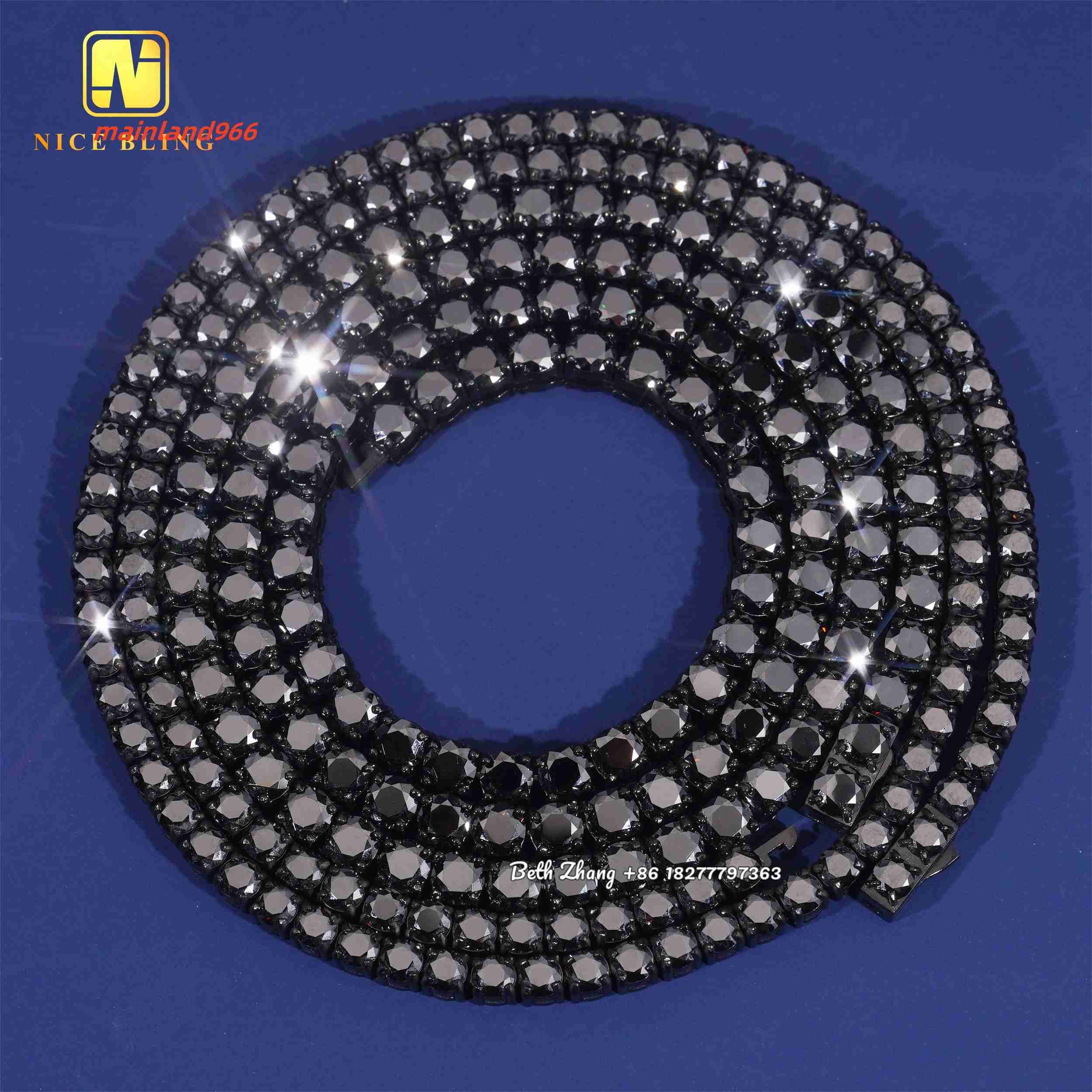 Fashion Jewelry Moissanite Tennis Chains Hip Hop Necklace 4MM 5MM Black Moissanite Waterproof Stainless Steel Necklace Bracelet