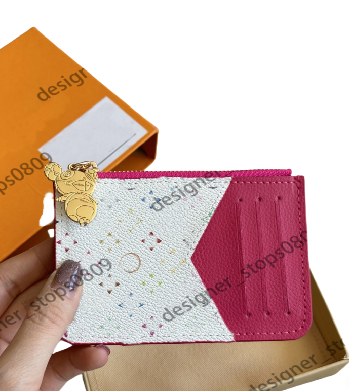 Takashi Murakami Designer Wallet Fashion Business Card Holder, Luxury Brand Wallet, Men's and Women's Credit Card Holder, Leather Keychain Wallet