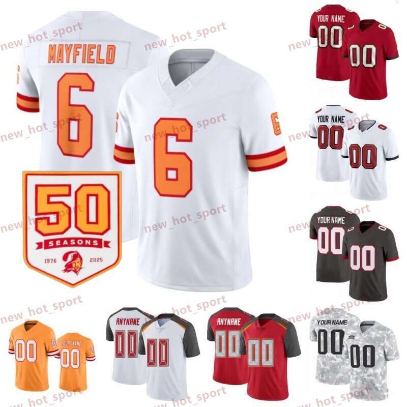 Baker Mayfield 50th Custom Football Jersey Mike E Bucky Irving Lavonte David Chris Godwin Vita Vea Haason Reddick Antoine Winfield Ronde Barber Graham Barton