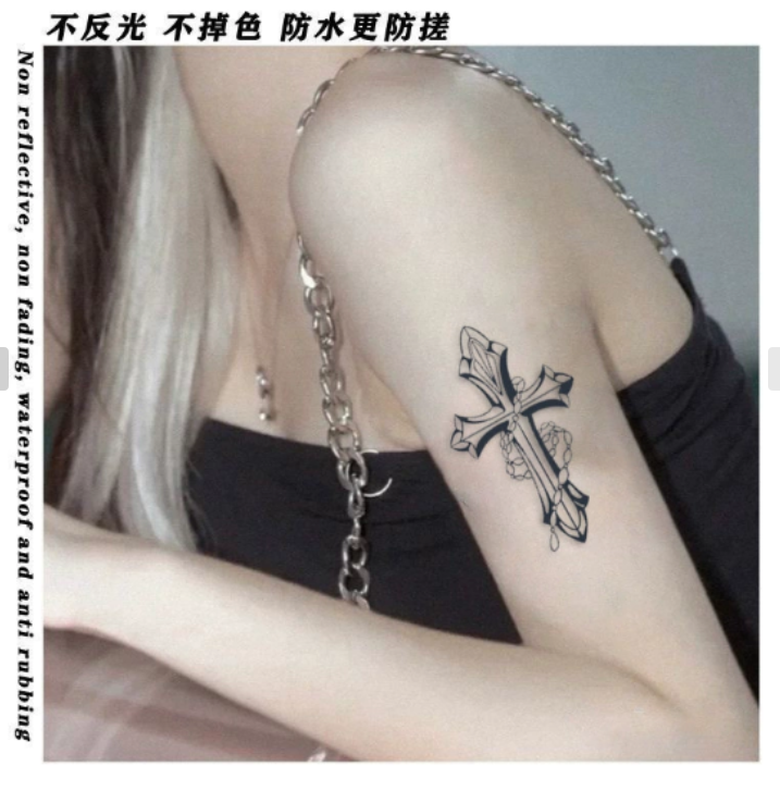 Chain cross pattern juice tattoo sticker European and American hot girl's high-end arm washable tattoo color tattoo