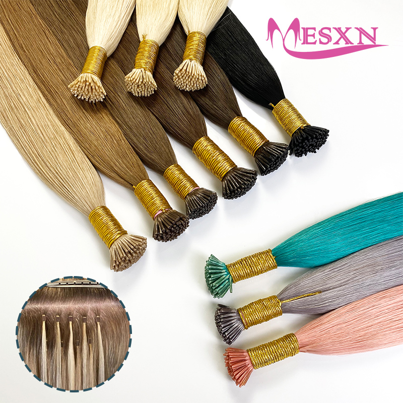 MESXN I Tip Hair Extension Straight European Human Hair Extension Capsule Keratin Natural Fusion