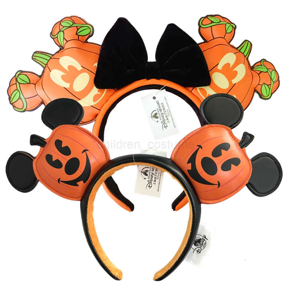Disney New Disney USA Flag Mickey Minnie Mouse Ear Headband for Adults/Children Disneyland Pumpkin PU Leather Bow Ear Women Christmas Gifts W250723