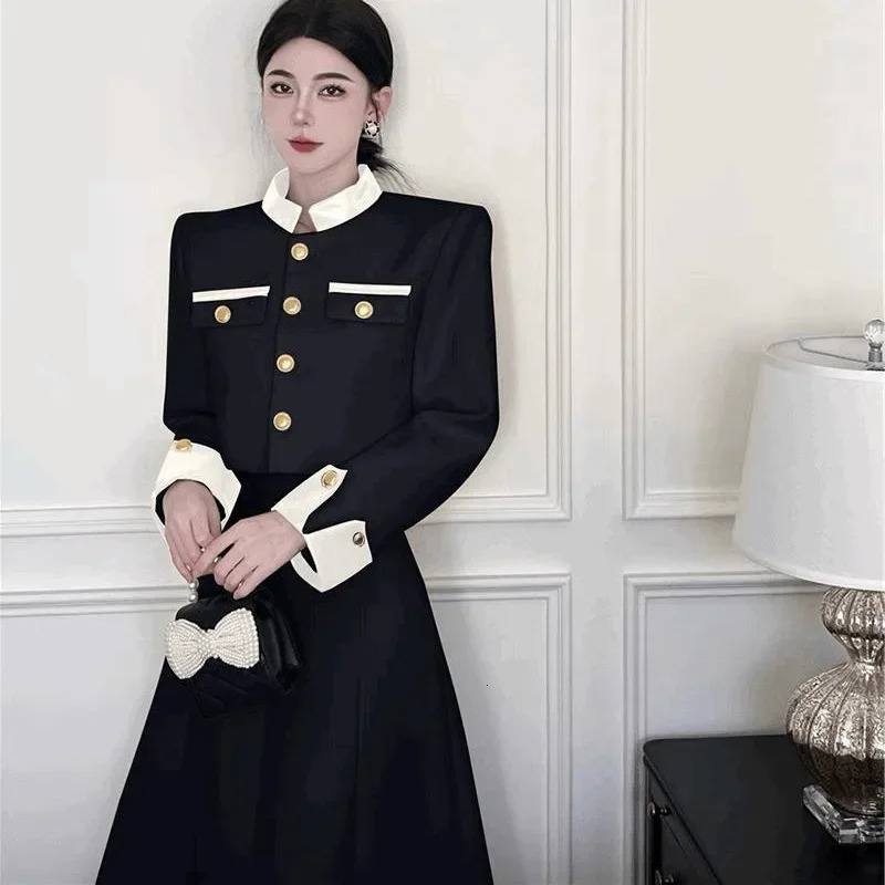 High-End Feeltweed Style Short Jacket Skirt Set Womens Spring Autumn French Socialite Elegant Fashionable Long Sleeve 2-Piece S 250723