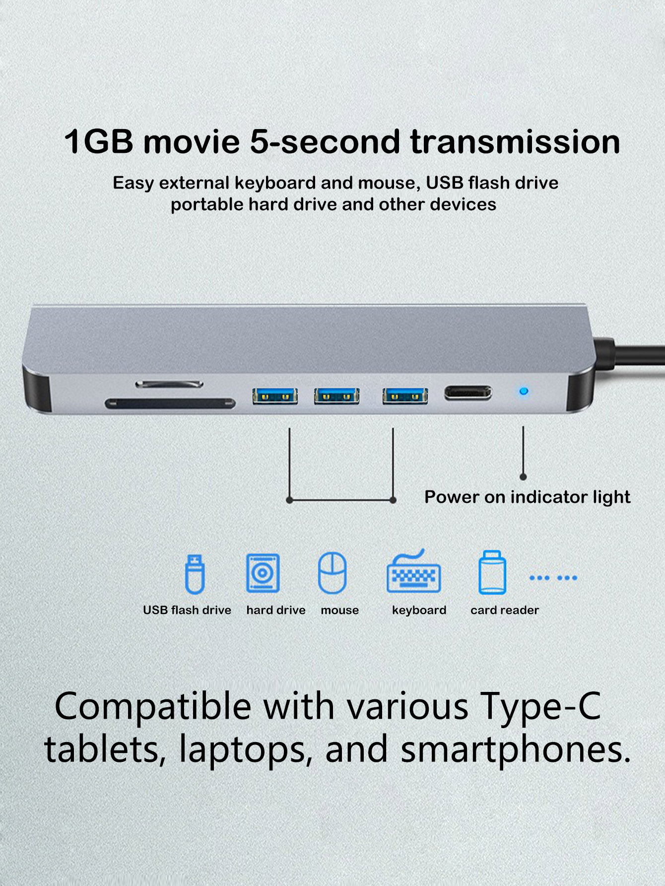7-in-1 USB C Hub Fast Docking Station, 4K Ultra HD HDMI, High-Speed USB 3.0 Ports, Compatible with Laptop Computer Phone - Type-C Multiport Adapter
