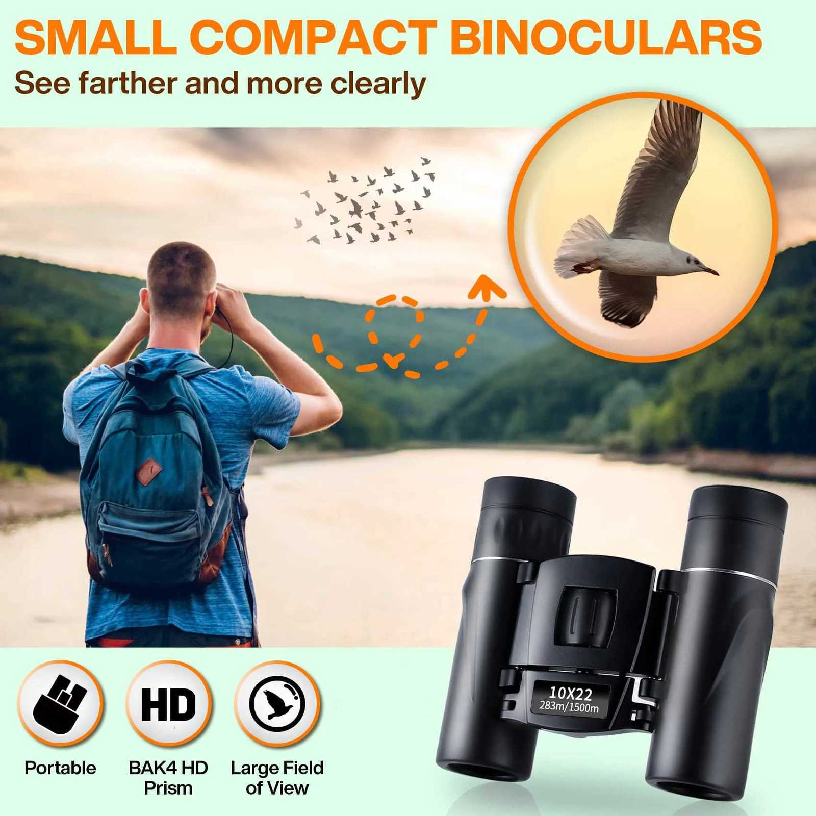 10x22 dragon tendon outdoor camping HD long-range binoculars small portable binoculars viewing fishing hiking equipment S250722