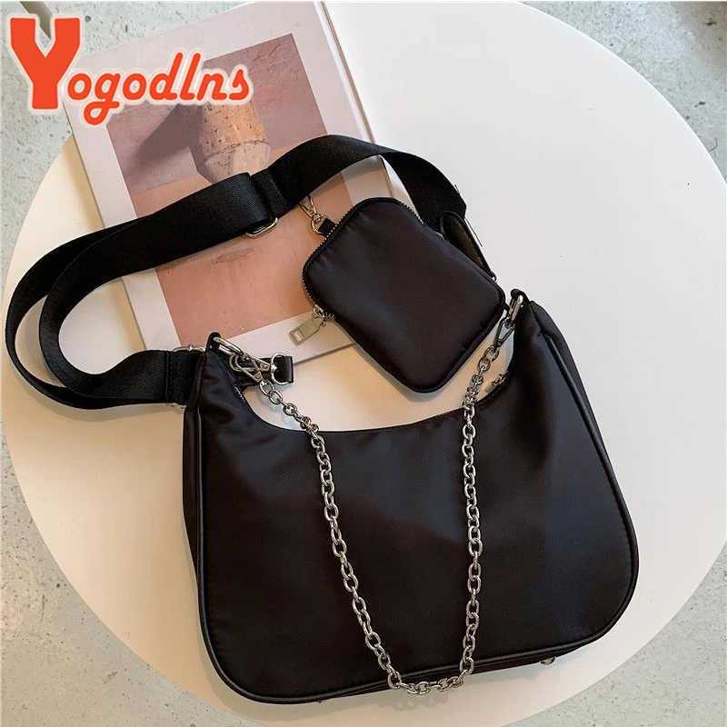 2023 New Nylon Three-in-One Bag Combination Shoulder Crossbody Bag Underarm Bag Chain Small Satchel Womens Casual Nylon Cloth S R250722